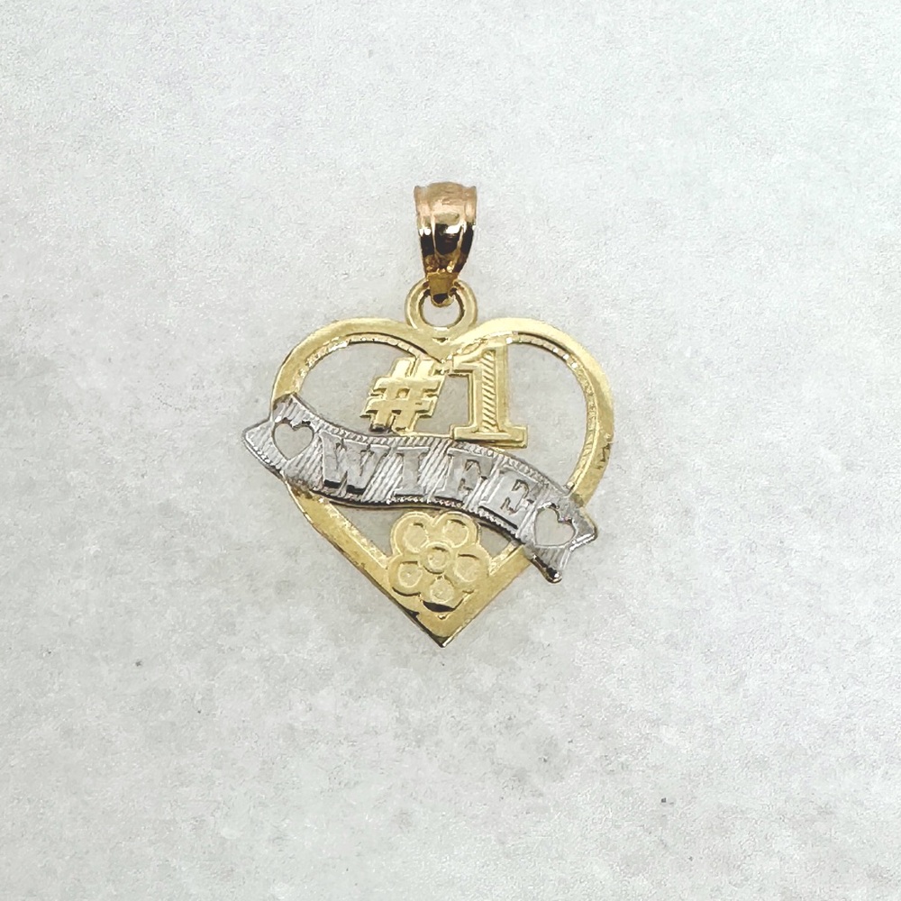10K Yellow Gold Number One #1 Wife Pendant - New, great gift